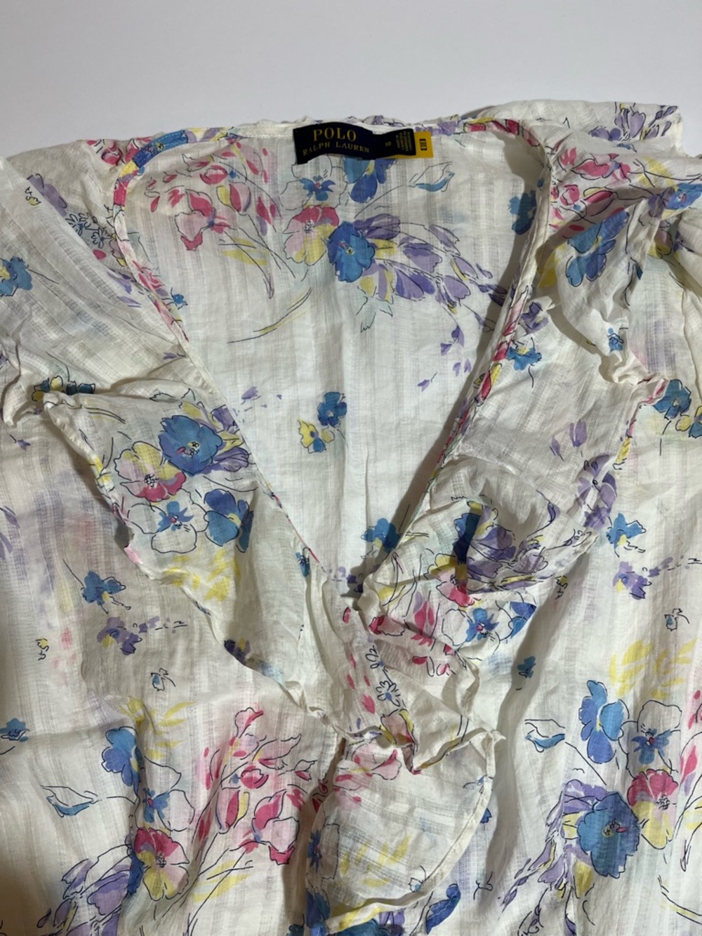 Polo Ralph Lauren Ryle Floral Print Ruffle Trim Blouse - Picture 2 of 11